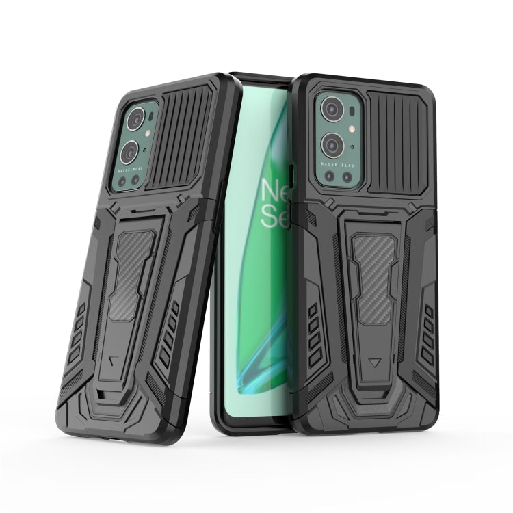 For OnePlus 9 Pro War Chariot Series Armor All-inclusive Shockproof PC + TPU Protective Case with Invisible Holder(Black)