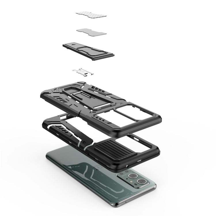 For OnePlus 9 Pro War Chariot Series Armor All-inclusive Shockproof PC + TPU Protective Case with Invisible Holder(Black)