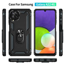 For Samsung Galaxy A22 4G Shockproof TPU + PC Protective Case with 360 Degree Rotating Holder(Black)