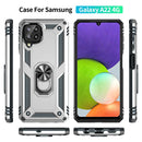 For Samsung Galaxy A22 4G Shockproof TPU + PC Protective Case with 360 Degree Rotating Holder(Silver)