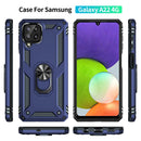 For Samsung Galaxy A22 4G Shockproof TPU + PC Protective Case with 360 Degree Rotating Holder(Blue)