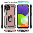 For Samsung Galaxy A22 4G Shockproof TPU + PC Protective Case with 360 Degree Rotating Holder(Rose Gold)