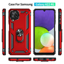 For Samsung Galaxy A22 4G Shockproof TPU + PC Protective Case with 360 Degree Rotating Holder(Red)