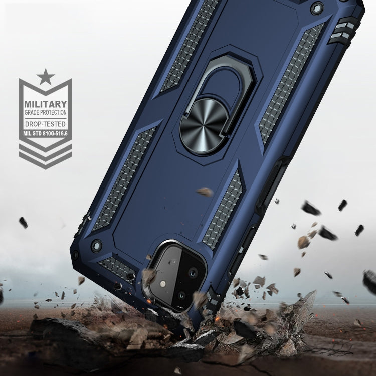For Samsung Galaxy A22 5G Shockproof TPU + PC Protective Case with 360 Degree Rotating Holder(Blue)
