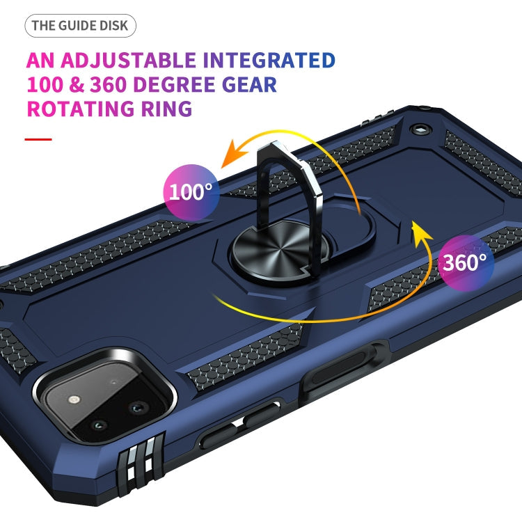 For Samsung Galaxy A22 5G Shockproof TPU + PC Protective Case with 360 Degree Rotating Holder(Blue)