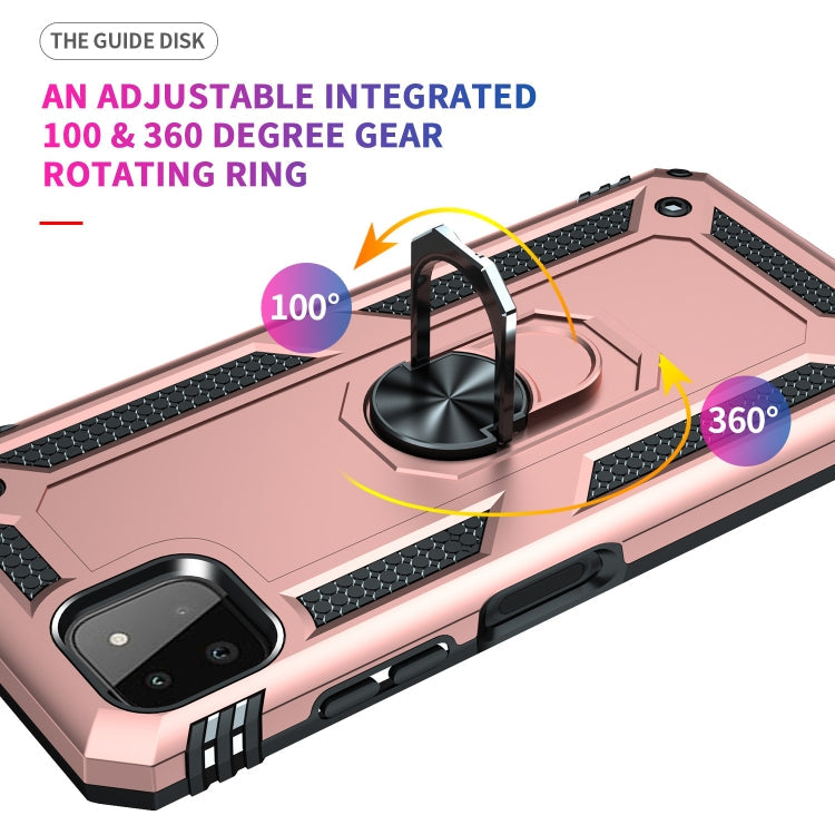 For Samsung Galaxy A22 5G Shockproof TPU + PC Protective Case with 360 Degree Rotating Holder(Rose Gold)
