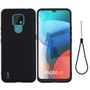 For Motorola Moto E7 2020 Pure Color Liquid Silicone Shockproof Full Coverage Case(Black)