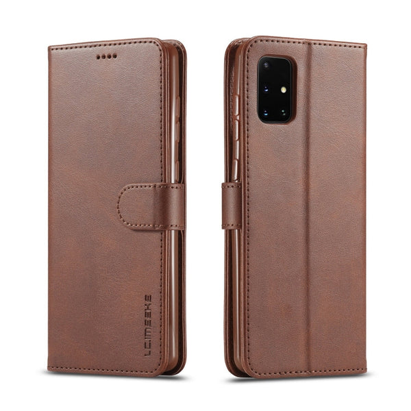 For Samsung Galaxy A03s 164mm LC.IMEEKE Calf Texture Horizontal Flip Leather Case with Holder & Card Slots & Wallet(Brown)