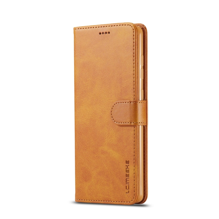 For Samsung Galaxy A03s 164mm LC.IMEEKE Calf Texture Horizontal Flip Leather Case with Holder & Card Slots & Wallet(Yellow)