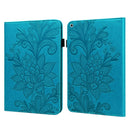Lace Flower Embossing Pattern Horizontal Flip Leather Case with Holder & Card Slots & Wallet & Photo Frame & Sleep / Wake-up Function For iPad 9.7 2018 / 9.7 2017 / Air 2 / Air(Blue)