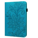 Lace Flower Embossing Pattern Horizontal Flip Leather Case with Holder & Card Slots & Wallet & Photo Frame & Sleep / Wake-up Function For iPad 9.7 2018 / 9.7 2017 / Air 2 / Air(Blue)