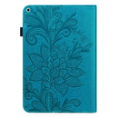 Lace Flower Embossing Pattern Horizontal Flip Leather Case with Holder & Card Slots & Wallet & Photo Frame & Sleep / Wake-up Function For iPad 9.7 2018 / 9.7 2017 / Air 2 / Air(Blue)