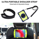 360 Degree Rotation Contrast Color Shockproof Silicone + PC Case with Holder & Hand Grip Strap & Shoulder Strap For iPad mini (2019) / 4(Navy Blue+Yellow Green)