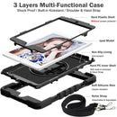 360 Degree Rotation Contrast Color Shockproof Silicone + PC Case with Holder & Hand Grip Strap & Shoulder Strap For iPad mini (2019) / 4(Black)
