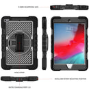 360 Degree Rotation Contrast Color Shockproof Silicone + PC Case with Holder & Hand Grip Strap & Shoulder Strap For iPad mini (2019) / 4(Black)