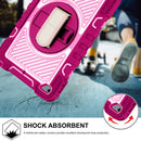 360 Degree Rotation Contrast Color Shockproof Silicone + PC Case with Holder & Hand Grip Strap & Shoulder Strap For iPad mini (2019) / 4(Rose Red+Pink)
