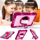 360 Degree Rotation Contrast Color Shockproof Silicone + PC Case with Holder & Hand Grip Strap & Shoulder Strap For iPad mini (2019) / 4(Rose Red+Pink)