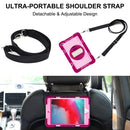 360 Degree Rotation Contrast Color Shockproof Silicone + PC Case with Holder & Hand Grip Strap & Shoulder Strap For iPad mini (2019) / 4(Rose Red+Pink)