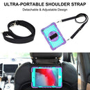 360 Degree Rotation Contrast Color Shockproof Silicone + PC Case with Holder & Hand Grip Strap & Shoulder Strap For iPad mini (2019) / 4(Purple+Mint Green)