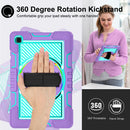 360 Degree Rotation Contrast Color Shockproof Silicone + PC Case with Holder & Hand Grip Strap & Shoulder Strap For Samsung Galaxy Tab A7 10.4 (2020) T500/T505 (Purple+Mint Green)