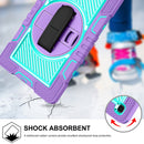 360 Degree Rotation Contrast Color Shockproof Silicone + PC Case with Holder & Hand Grip Strap & Shoulder Strap For Samsung Galaxy Tab A7 10.4 (2020) T500/T505 (Purple+Mint Green)