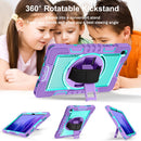 360 Degree Rotation Contrast Color Shockproof Silicone + PC Case with Holder & Hand Grip Strap & Shoulder Strap For Samsung Galaxy Tab A7 10.4 (2020) T500/T505 (Purple+Mint Green)