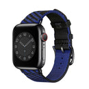 Two-color Nylon Braid Watch Band For Apple Watch Series 7 41mm / 6 & SE & 5 & 4 40mm / 3 & 2 & 1 38mm(Black+Blue)