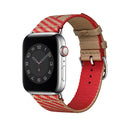 Two-color Nylon Braid Watch Band For Apple Watch Series 7 41mm / 6 & SE & 5 & 4 40mm / 3 & 2 & 1 38mm(Khaki+Red)
