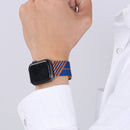 Two-color Nylon Braid Watch Band For Apple Watch Series 7 41mm / 6 & SE & 5 & 4 40mm / 3 & 2 & 1 38mm(Khaki+Red)