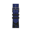 Two-color Nylon Braid Watch Band For Apple Watch Series 7 45mm / 6 & SE & 5 & 4 44mm / 3 & 2 & 1 42mm(Black+Blue)