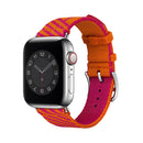 Two-color Nylon Braid Watch Band For Apple Watch Series 7 45mm / 6 & SE & 5 & 4 44mm / 3 & 2 & 1 42mm(Orange+Pink)