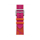 Two-color Nylon Braid Watch Band For Apple Watch Series 7 45mm / 6 & SE & 5 & 4 44mm / 3 & 2 & 1 42mm(Orange+Pink)