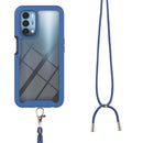 For OPPO A54 5G / A74 5G / A93 5G Starry Sky Solid Color Series Shockproof PC + TPU Protective Case with Neck Strap(Blue)