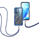 For OPPO A54 5G / A74 5G / A93 5G Starry Sky Solid Color Series Shockproof PC + TPU Protective Case with Neck Strap(Blue)