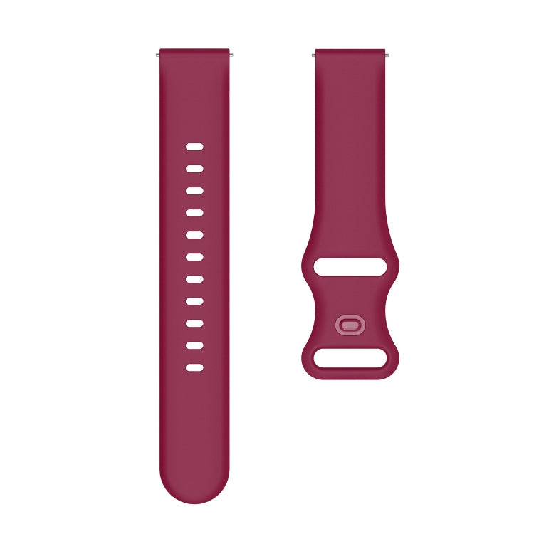 For Huawei Watch 2 Internal Reverse Buckle Silicone Watch Band, Size:20mm(Wine Red)