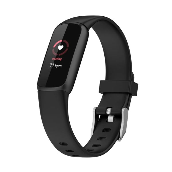 For Fitbit Luxe Silicone Watch Band, Size:S(Black)