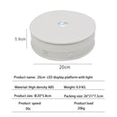 20cm Electric Rotating Turntable Display Stand LED Light Video Shooting Props Turntable, Power Plug:110V US Plug(White)