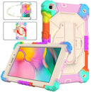 For Samsung Galaxy Tab A 8.0 (2019)T290/T295 Contrast Color Robot Shockproof Silicon + PC Protective Case with Holder & Shoulder Strap(Colorful Mint)
