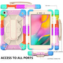 For Samsung Galaxy Tab A 8.0 (2019)T290/T295 Contrast Color Robot Shockproof Silicon + PC Protective Case with Holder & Shoulder Strap(Colorful Mint)