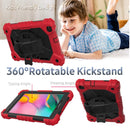 For Samsung Galaxy Tab A 8.0 (2019)T290/T295 Contrast Color Robot Shockproof Silicon + PC Protective Case with Holder & Shoulder Strap(Red+Black)