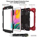 For Samsung Galaxy Tab A 8.0 (2019)T290/T295 Contrast Color Robot Shockproof Silicon + PC Protective Case with Holder & Shoulder Strap(Red+Black)