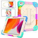 Contrast Color Robot Shockproof Silicon + PC Protective Case with Holder & Shoulder Strap For iPad 9.7 (2018) & (2017) / Air 2 / Air(Colorful Mint)