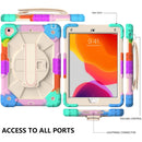 Contrast Color Robot Shockproof Silicon + PC Protective Case with Holder & Shoulder Strap For iPad 9.7 (2018) & (2017) / Air 2 / Air(Colorful Mint)