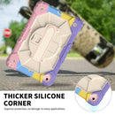 Contrast Color Robot Shockproof Silicon + PC Protective Case with Holder & Shoulder Strap For iPad 9.7 (2018) & (2017) / Air 2 / Air(Colorful Purple)