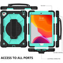 Contrast Color Robot Shockproof Silicon + PC Protective Case with Holder & Shoulder Strap For iPad 9.7 (2018) & (2017) / Air 2 / Air(Black+Mint)
