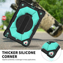 Contrast Color Robot Shockproof Silicon + PC Protective Case with Holder & Shoulder Strap For iPad 9.7 (2018) & (2017) / Air 2 / Air(Black+Mint)