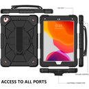 Contrast Color Robot Shockproof Silicon + PC Protective Case with Holder & Shoulder Strap For iPad 9.7 (2018) & (2017) / Air 2 / Air(Black)