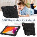 Contrast Color Robot Shockproof Silicon + PC Protective Case with Holder & Shoulder Strap For iPad 9.7 (2018) & (2017) / Air 2 / Air(Black)