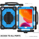 Contrast Color Robot Shockproof Silicon + PC Protective Case with Holder & Shoulder Strap For iPad 9.7 (2018) & (2017) / Air 2 / Air(Black+Blue)