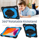 Contrast Color Robot Shockproof Silicon + PC Protective Case with Holder & Shoulder Strap For iPad 9.7 (2018) & (2017) / Air 2 / Air(Black+Blue)